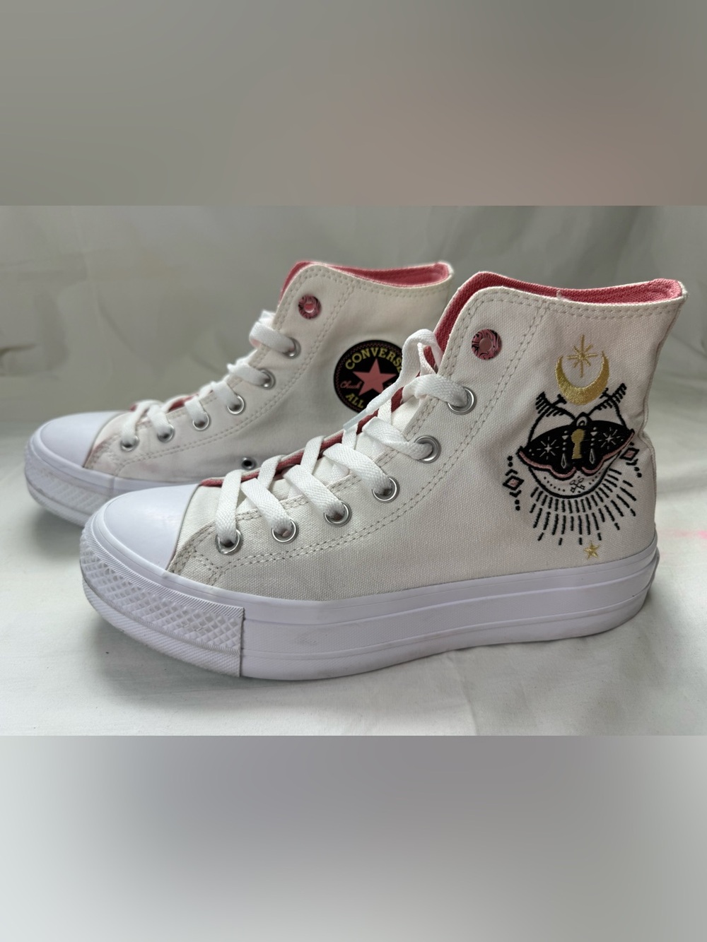 Converse Lift Celestial Moth Fairy Grunge Whimsigoth Coquette Platform Sneakers